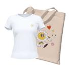 Kit Ecobag + Camiseta Feminina - Margarida Branca Kit Ecobag + Camiseta Feminina - Margarida Branca