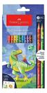 Kit Ecolápis de Cor Faber-Castell Dino 12+2 Unidades - Cores Vibrantes Escolar