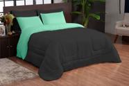 Kit edredom 05 peças casal queen verde preto dupla face microfibra