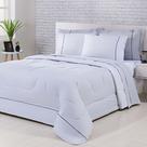 Kit Edredom 100% Algodão Percal 150 Fios Dupla Face Solteiro Jogo De Cama 5 Peças - Cinza-branco - padrão de fabricação alto