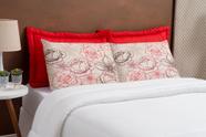 Kit Edredom Casal Padrão Vitoria 5pç vermelho branco