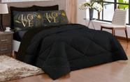 kit edredom Casal Queen Love dourado dupla face preto com 5pçs