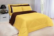Kit Edredom Dupla Face Ternura Casal King 6 Peças - Amarelo e Marrom