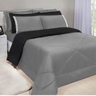 Kit Edredom Dupla Face Ternura Casal King 6 Peças - Cinza e Preto
