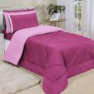 Kit Edredom Dupla Face Ternura Solteiro 4 Peças - Pink e Rosa