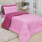 Kit Edredom Dupla Face Ternura Solteiro 4 Peças - Pink e Rosa