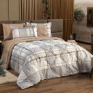 Kit Edredom Estampado QUEEN 03 Peças Ravena Caqui com Fronhas - Tecido Dupla Face Percal Algodão 200 Fios Cobertor Macio Jogo Conjunto Roupa Cama