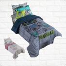 Kit Edredom Juvenil Gamer Jogo Hipercal 400 Fios 5Pçs Macio Dupla Face Estampado