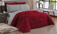 Kit Edredom king duplo face Vermelho Cinza + lençol com 6 peças