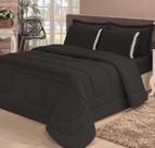 Kit Edredom + Lençol Aconchego Dupla Face Casal Queen 6 Peças Preto