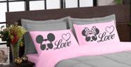 Kit edredom LOVE 05 peças casal queen dupla face microfibra Rosa Cinza