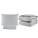 Kit Edredom Solteiro Malha 100% Algodão 03 Pçs Liso Dupla Face C/ Viés