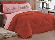 Kit Edredon dupla face Casal Queen 05 Peças ROSA VERMELHO - GRATIDÃO