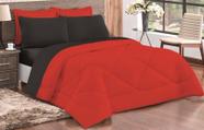Kit Edredon Ternura Casal Queen 6 Peça Vermelho Preto Dupla Face