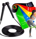 Kit Elástico De Treino Mini Band + Corda De Pular Exercício
