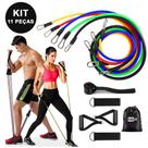 Kit Elástico Extensor 11 Itens Treino Intenso Funcional Musculação Power Tube Resistance