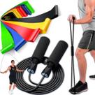 Kit Elásticos Treino Mini Band Extensor + Corda De Pular