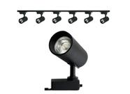 Kit Eletrificado Trilhos 1m + 6 Spots Led 7w Preto Quente