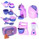 Kit Eletro Menina Brinquedo Cafeteria Batedeira Cozinha 17pç