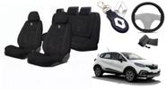 Kit Elite Tecido Bancos Captur 2017-2024 + Volante + Chaveiro