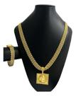 Kit Elo Americano 13mm + Pingente Cristo Banhado A Ouro 18k