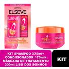 Kit Elseve Liso dos Sonhos - Shampoo 375ml+Cond 170ml+Máscara 300g