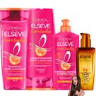 Kit Elseve Novo Liso dos Sonhos Óleo Extraordinário AHA Queratina Creme para Pentear Extermina Frizz