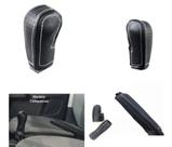 Kit em Couro Capa Manopla Câmbio Manual e Alavanca Freio de Mão Volkswagen Up Polo Msi Virtus