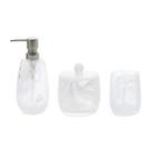 Kit em vidro para banheiro branco mart - 3 pcs