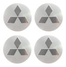 Kit Emblema Auto Colante Central Roda Mitsubishi - Prateado