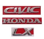 kit emblema letreiro cromado Honda Civic LX 3 peças ano modelo 97 até 2000