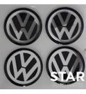 Kit Emblema Resina Adesivo Volkswagen Calota Roda 60Mm Preto