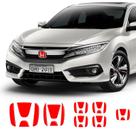 Kit Emblemas Civic G10 2017/2019 Aplique Vermelho Refletivo