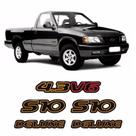 Kit Emblemas S10 2000 Deluxe 4.3v6 Adesivo Preto Resinado