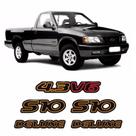 Kit Emblemas S10 2000 Deluxe 4.3v6 Adesivo Preto Resinado