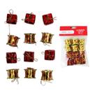 Kit enfeite de árvore de natal vermelho com tambor e presente 12 peças Kit enfeite de árvore de natal vermelho com tambor e presente 12 peças