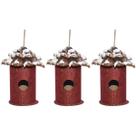 Kit Enfeite De Natal C/3 Arvores Vermelha Natalina 10Cm