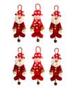 Kit Enfeite Natal 6 Bonecos De Neve Papai Noel 24cm Guizo