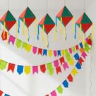 Kit Enfeite São João Festa Junina Bandeirinhas 50 metros 5 Balões 40x20cm