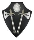 Kit Enfeite Viking Medieval 2 Machados Decorativos Escudo