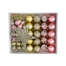 Kit Enfeites árvore Natal Bolas Estrela Dourado e Rosa 40 un