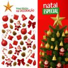 Kit Enfeites de Natal 42 Peças Vermelho Bolas, Sinos, Presentes, Laços e Pinhas Decorativas
