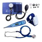 Kit Enfermagem Acadêmico Esfigmomanômetro Estetoscópio Garrote Termometro Kit Premium Azul