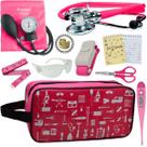 Kit Enfermagem Aparelho de Pressão Estetoscópio Aneroide Medidor Glicemia Completo Estampado Incoterm