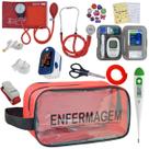 Kit Enfermagem Aparelho de Pressão Estetoscópio Aneroide Medidor Glicemia Completo Transparente Enfermagem Premium