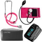 Kit Enfermagem Com Esfigmo Esteto Duplo PAMED + Oxímetro + Case