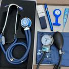 Kit Enfermagem Completo Azul Esteto Rappaport + Esfigmo P.A MED Garrote Lanterna Lapela
