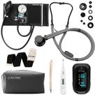 Kit Enfermagem Completo Estetoscópio Ap Pressão Garrote Oxímetro Termômetro (Cinza Black)