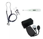 Kit Enfermagem Medidor De Pressão Arterial + Esteto Duplo + Termometro Digital Axilar