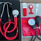 Kit Enfermagem Vermelho Esteto Rappaport Esfigmo Lapela Garrote e Term